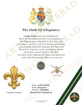 Personalised Manchester Regiment Oath of Allegiance Certificate
